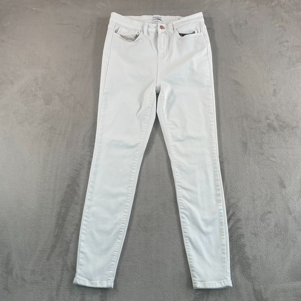 Judy Blue Jeans Women 9/29 (29x28) White High Rise Control Top Skinny‎ Fit Denim